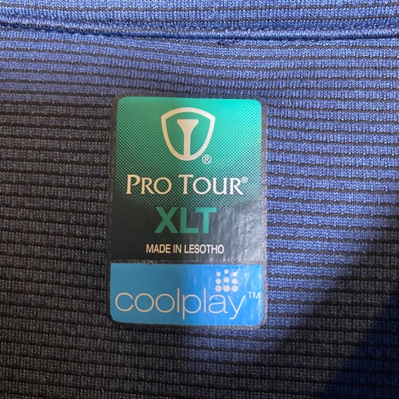 PRO‎ TOUR XLT Mens Long Sleeve Golf Polo Shirt Coolplay Fabric Navy Blue Tall - Picture 3 of 9